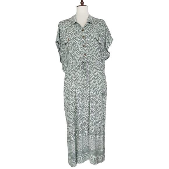 Lucky‎ Brand Women's Geometric Print Collared Midi Dress Size 2X - Picture 1 of 8